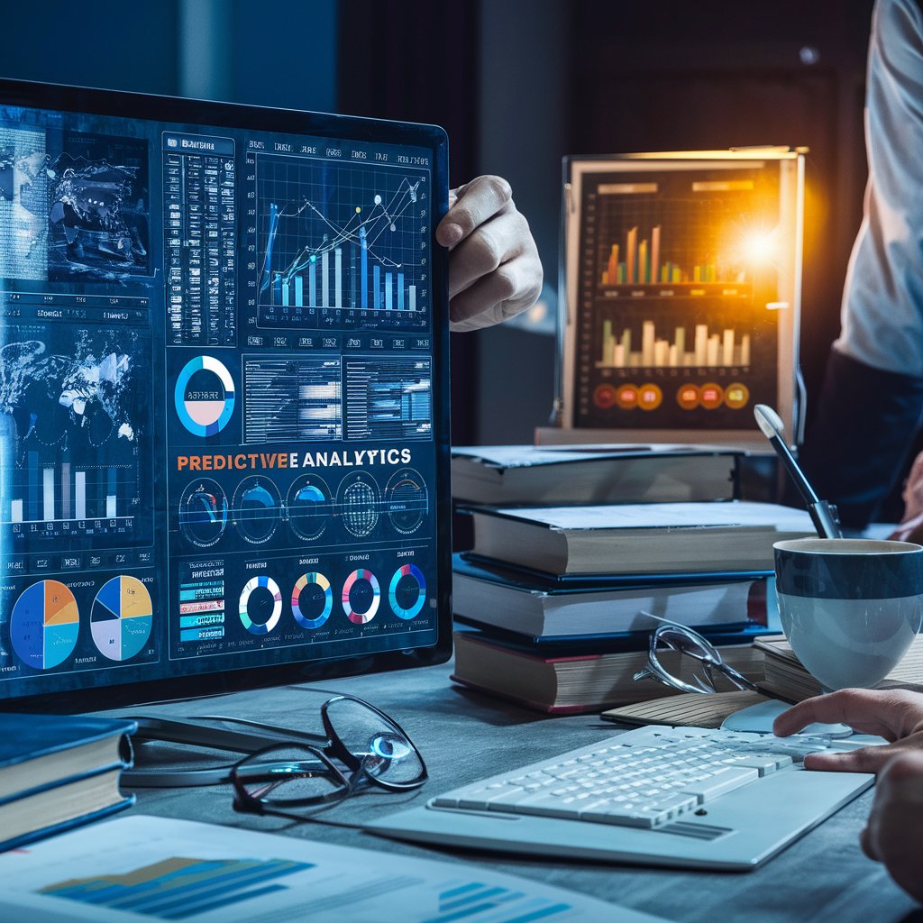 Marketer using predictive analytics dashboard powered by LLM techniques for smarter campaign decisions.